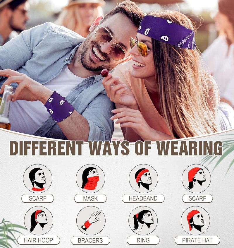 YSense 30 Pieces Paisley Bandana Unisex Multi-Purpose Bandanas Bulk Cowboy Headbands Square Scarf Head Wrap for Women Men - Image 3